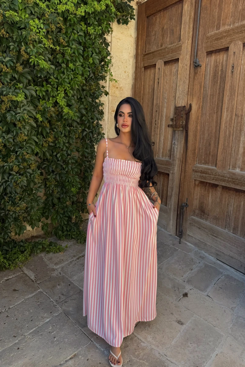 Pembe Line Gipeli Elbise