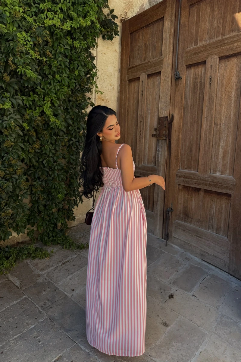 Pembe Line Gipeli Elbise