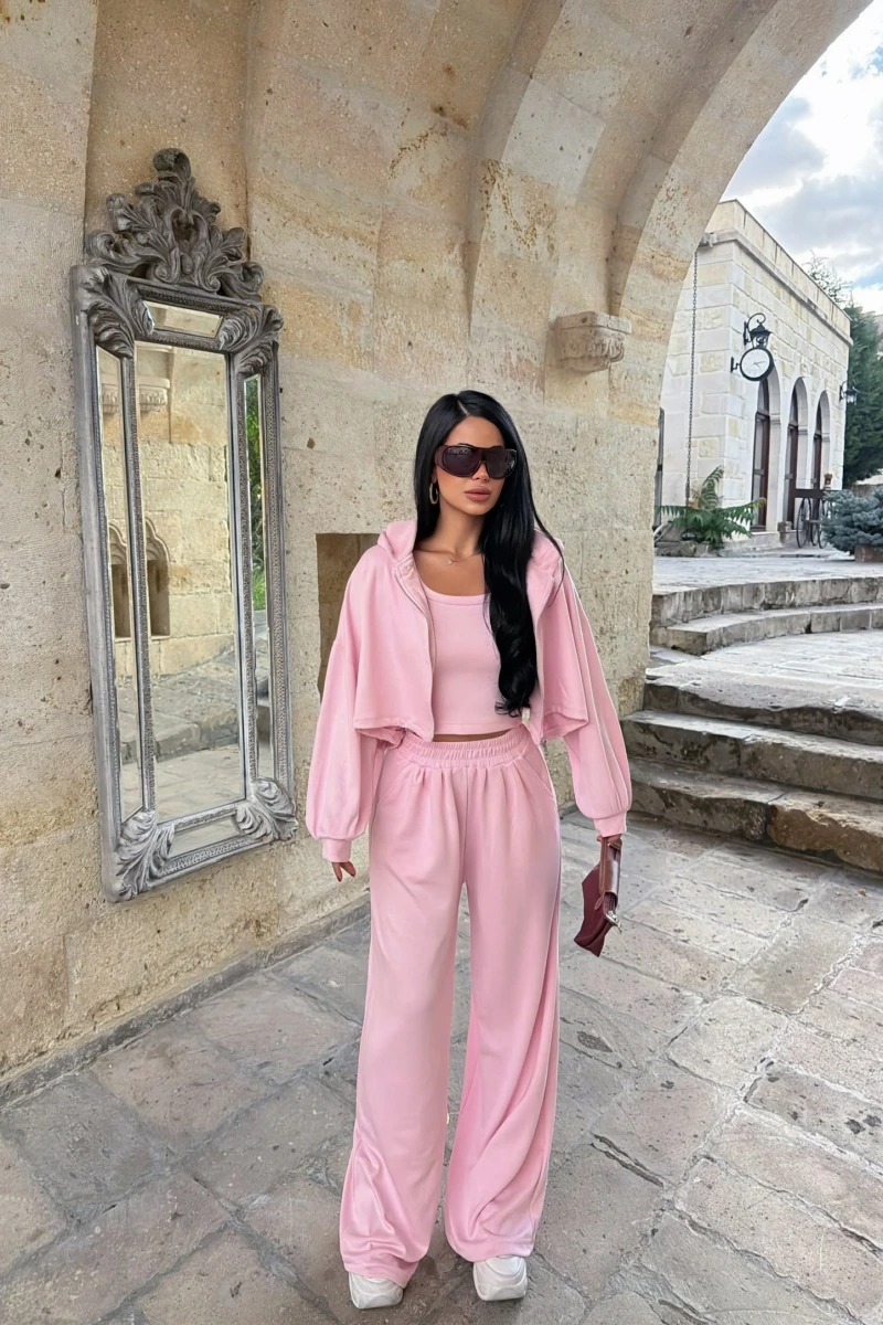 Pembe Mood Üçlü Eşofman Takım