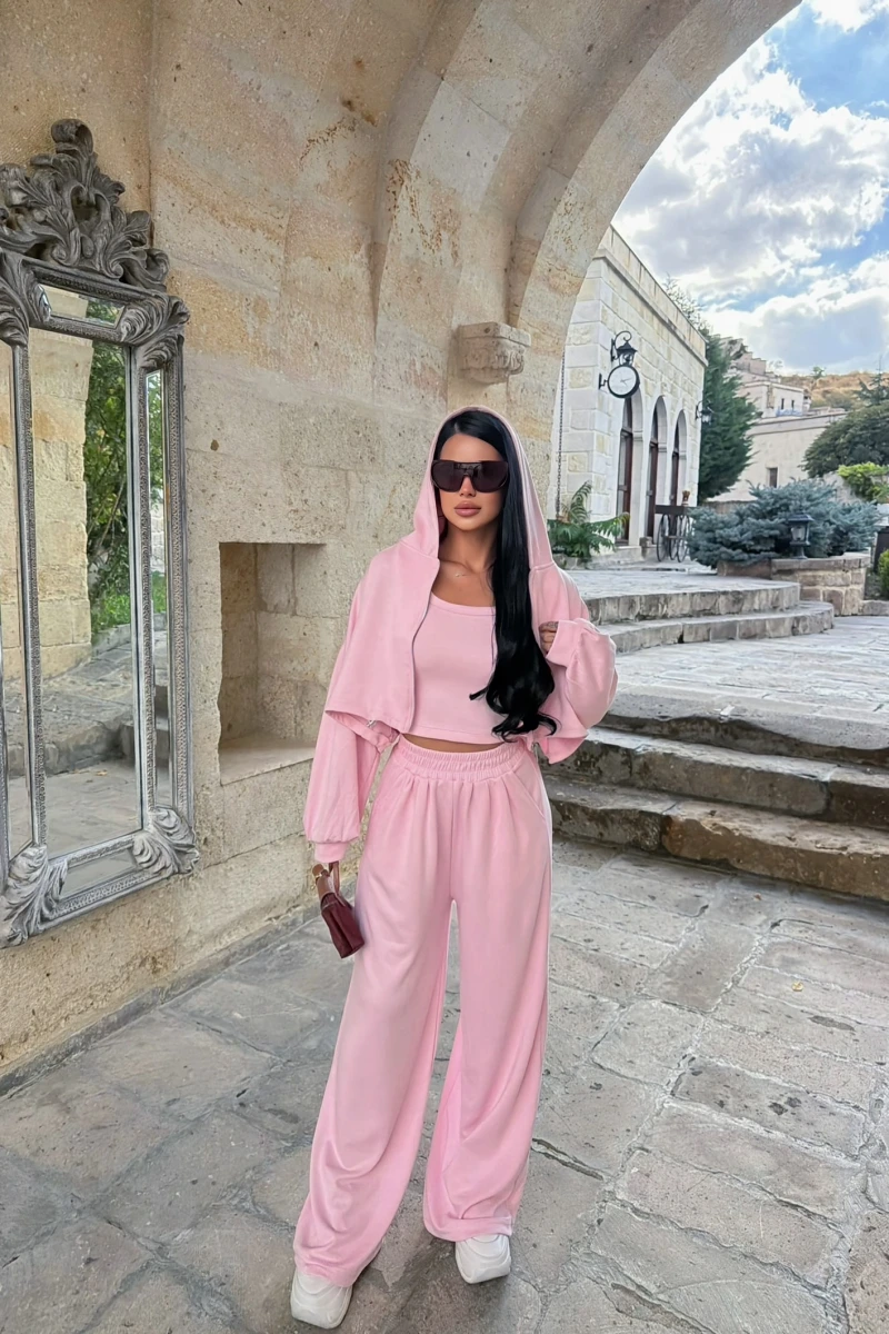 Pembe Mood Üçlü Eşofman Takım
