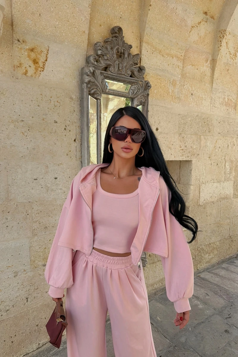 Pembe Mood Üçlü Eşofman Takım