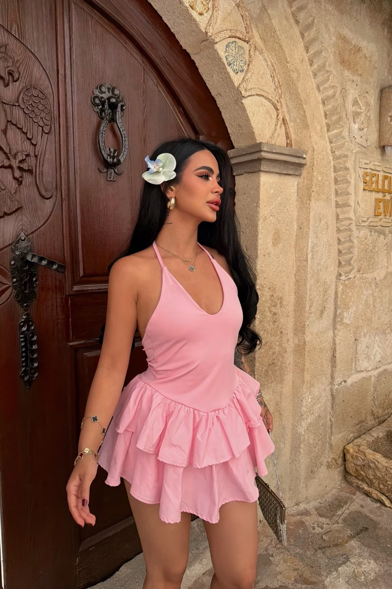 Pembe Stella Eteği Şortlu Elbise