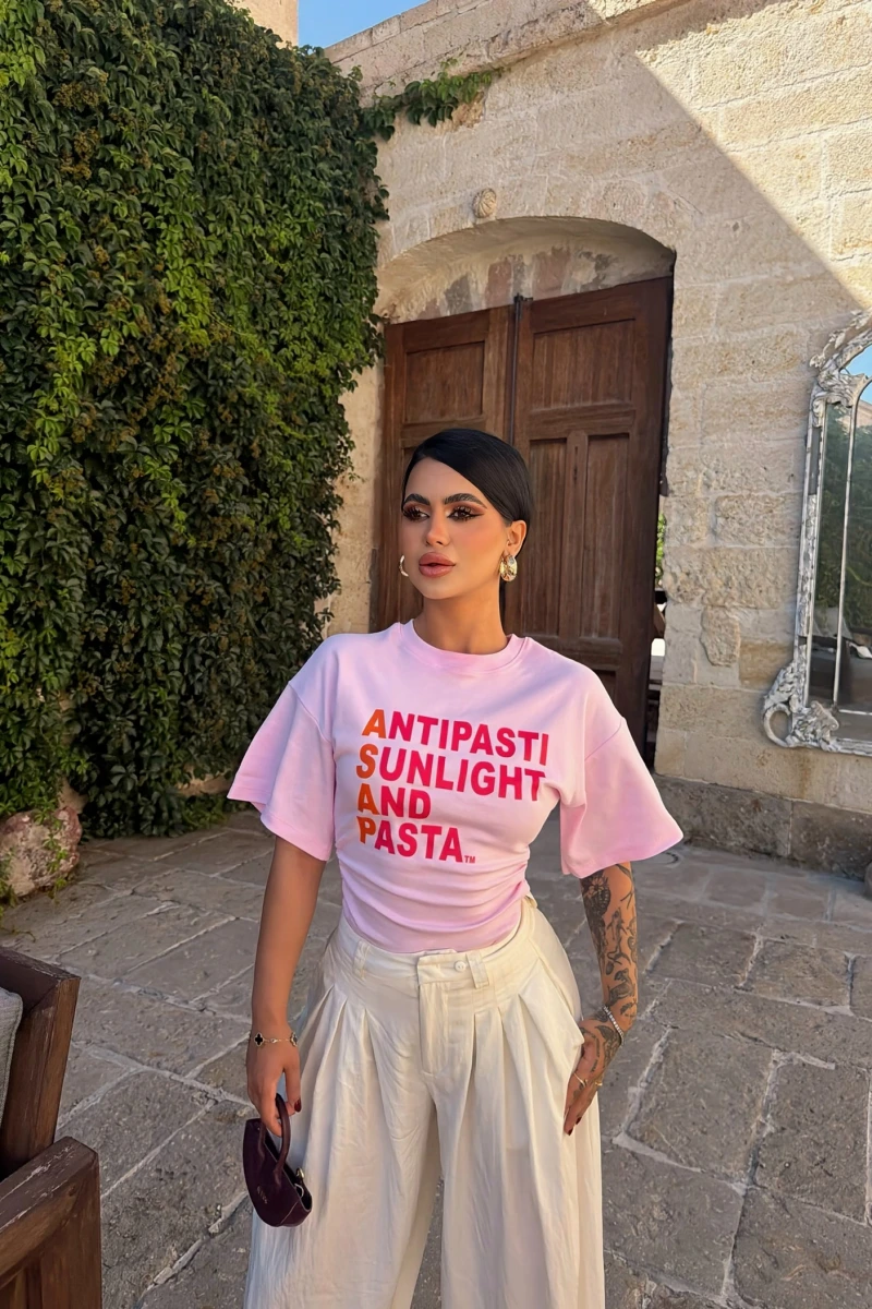 Pembe Summer Korseli Tişört