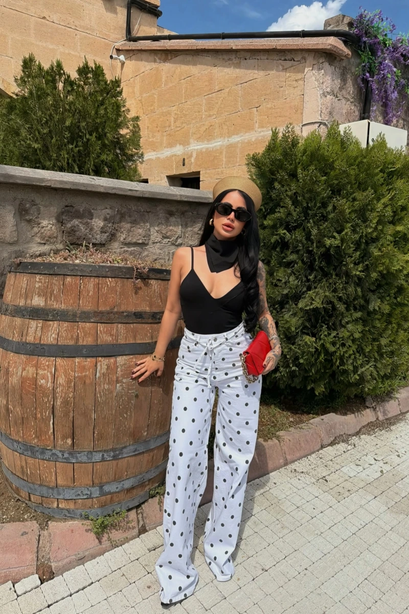 Puantiyeli Baggy Pantolon