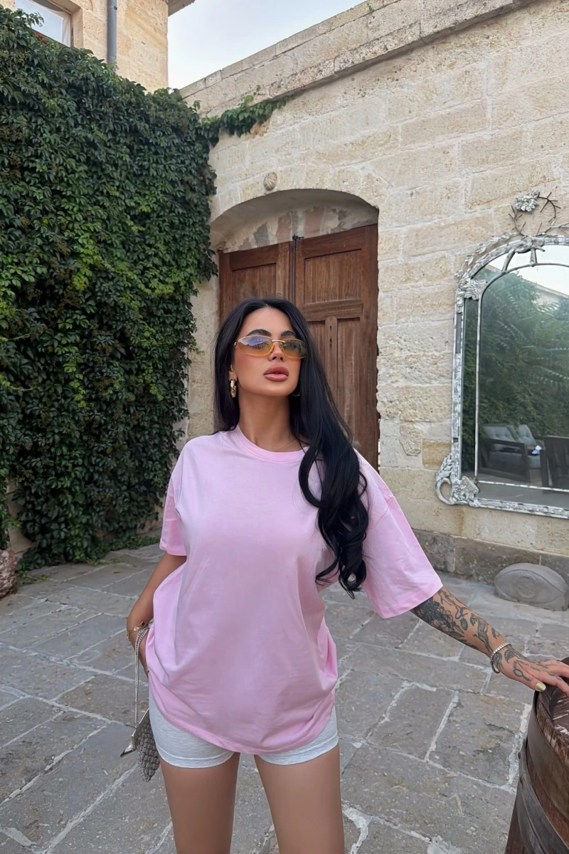 Pudra Basic Oversize Tişört