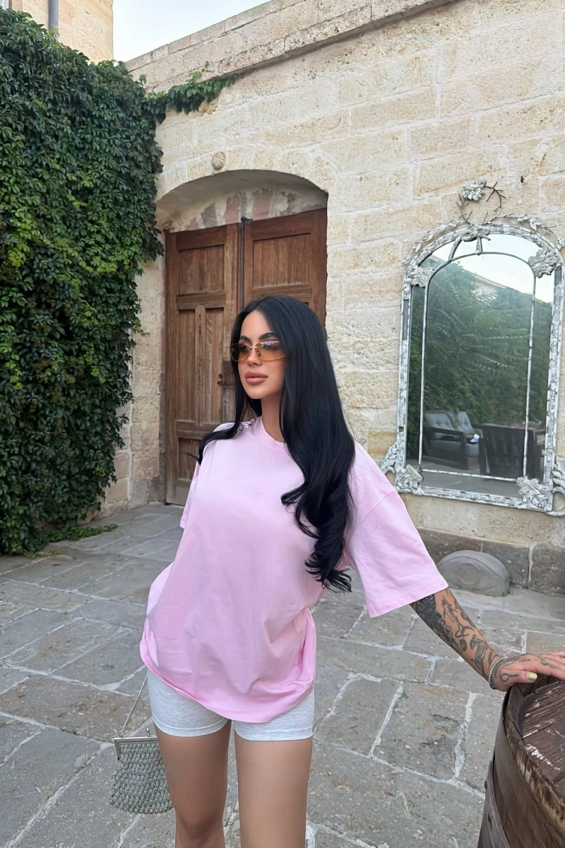 Pudra Basic Oversize Tişört