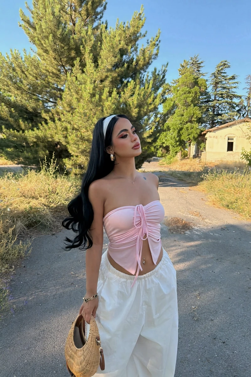 Pudra Ön Büzgülü Kelebek Crop