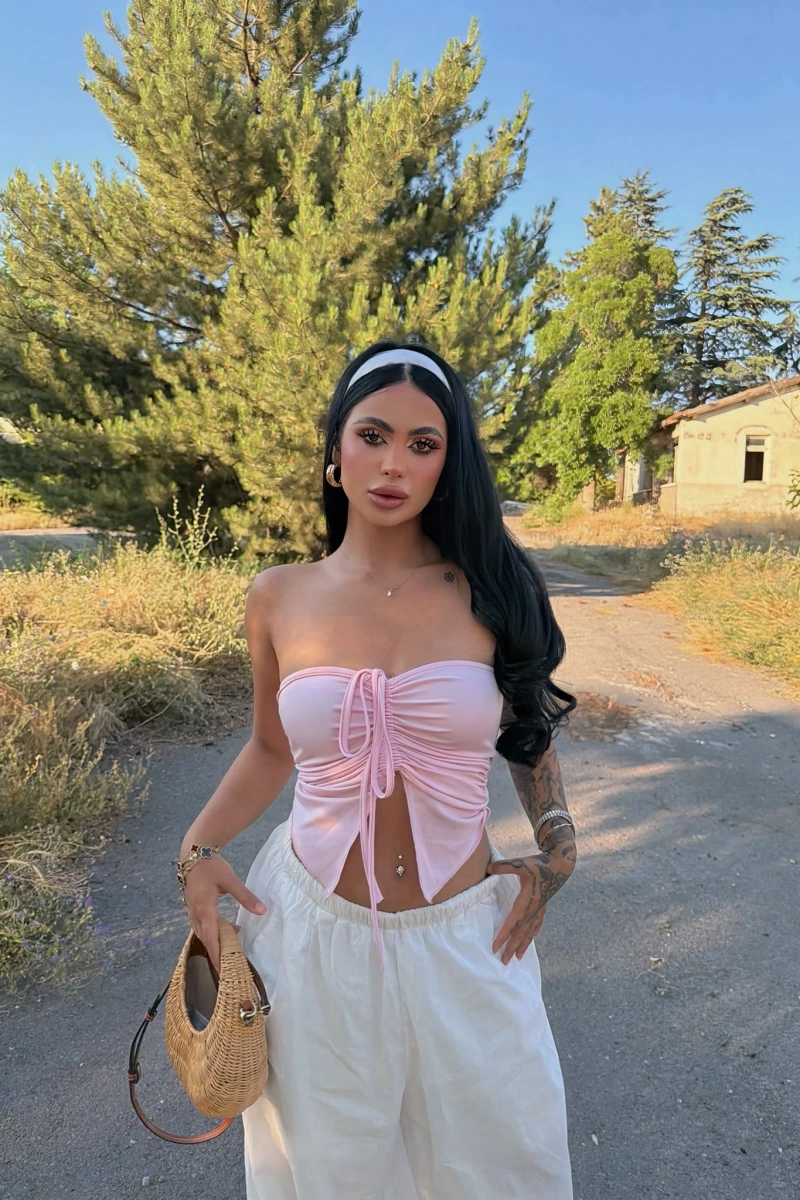 Pudra Ön Büzgülü Kelebek Crop