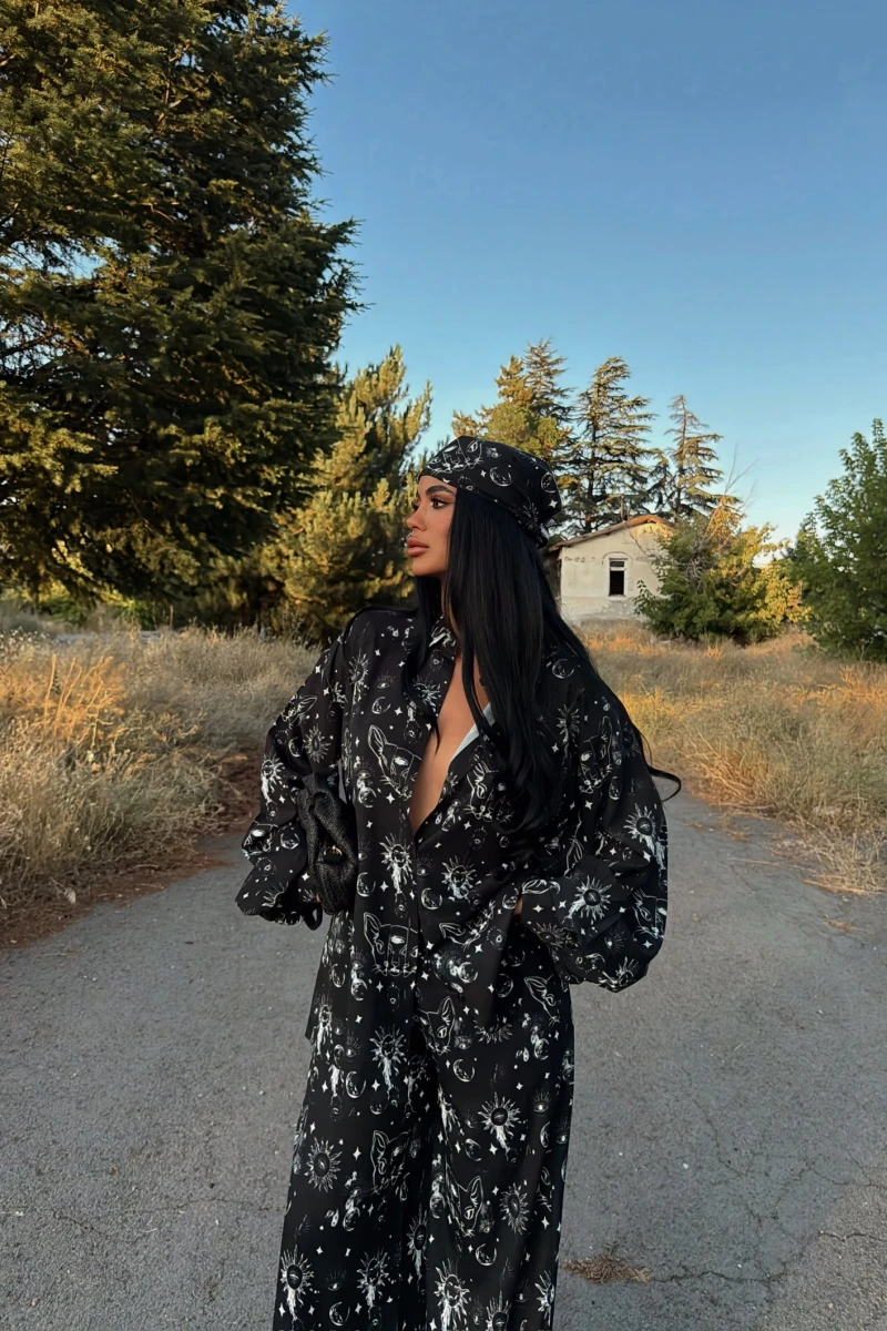 Siyah Bandanalı Jessica Üçlü Takım