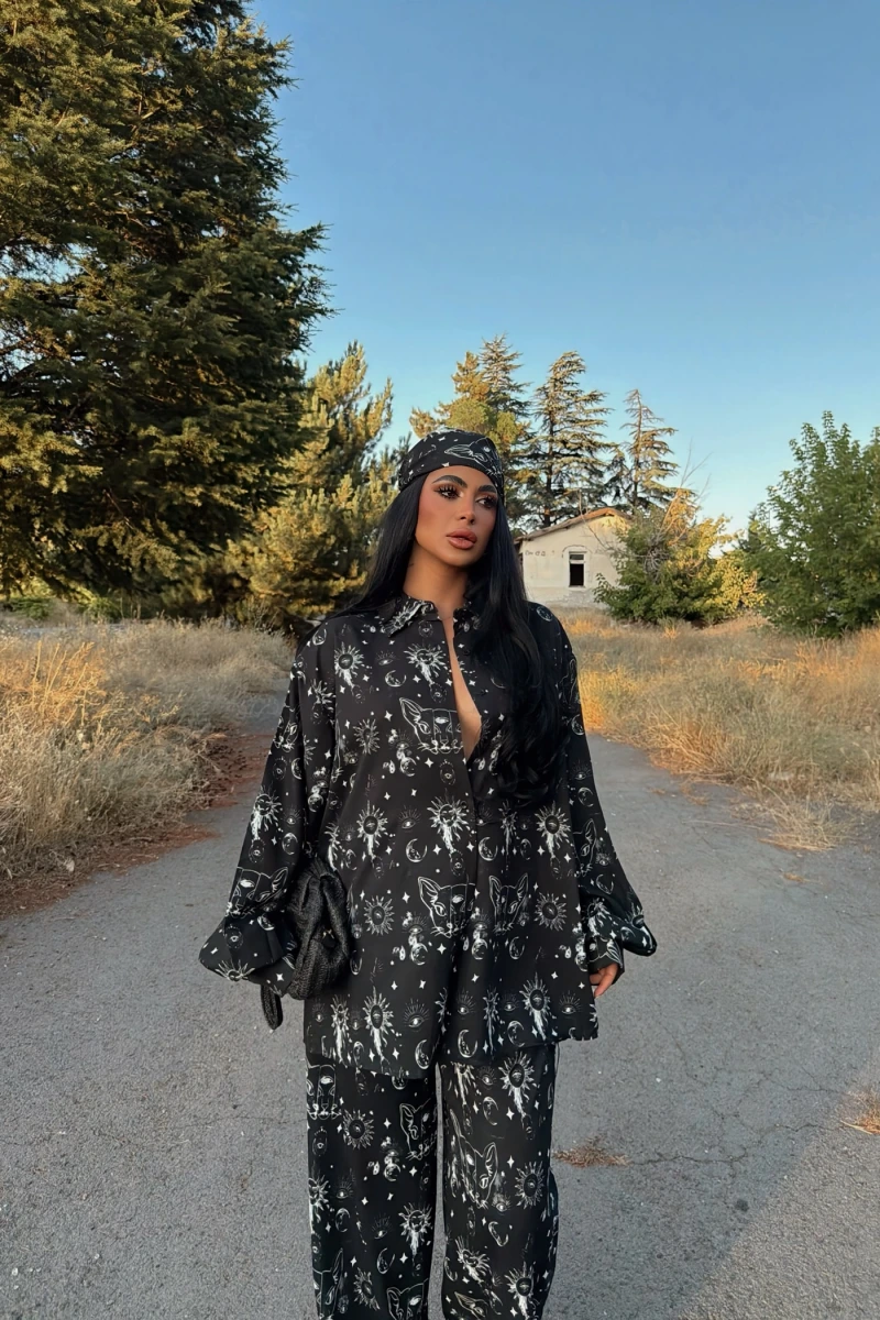 Siyah Bandanalı Jessica Üçlü Takım