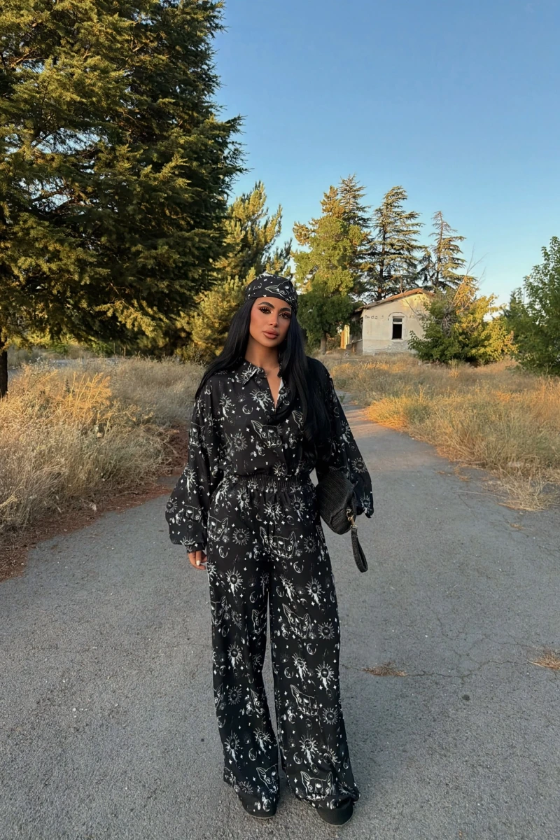 Siyah Bandanalı Jessica Üçlü Takım