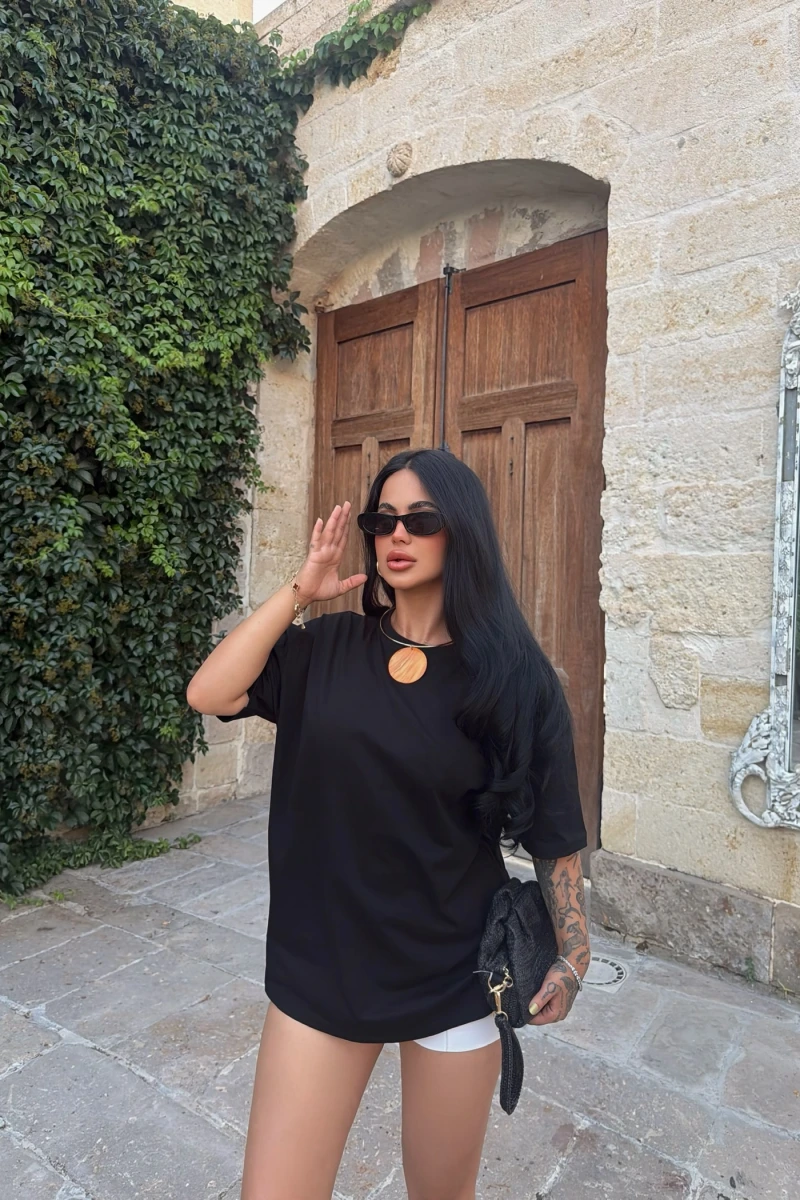 Siyah Basic Oversize Tişört