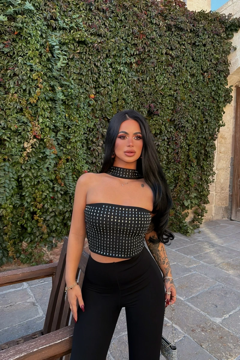 Siyah Diamond Choker Crop