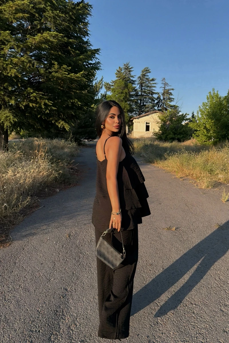 Siyah Elora Volanlı İkili Takım