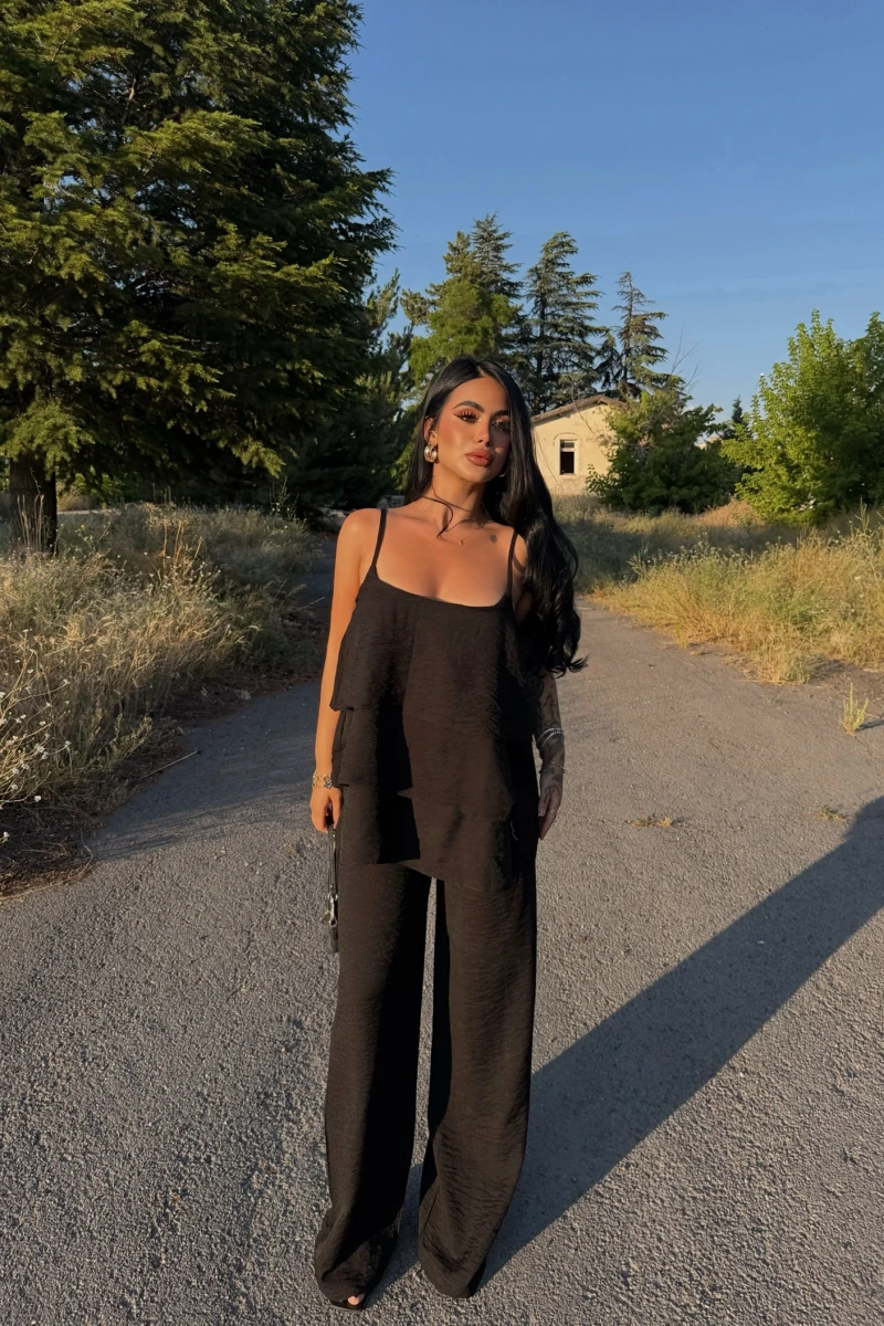 Siyah Elora Volanlı İkili Takım