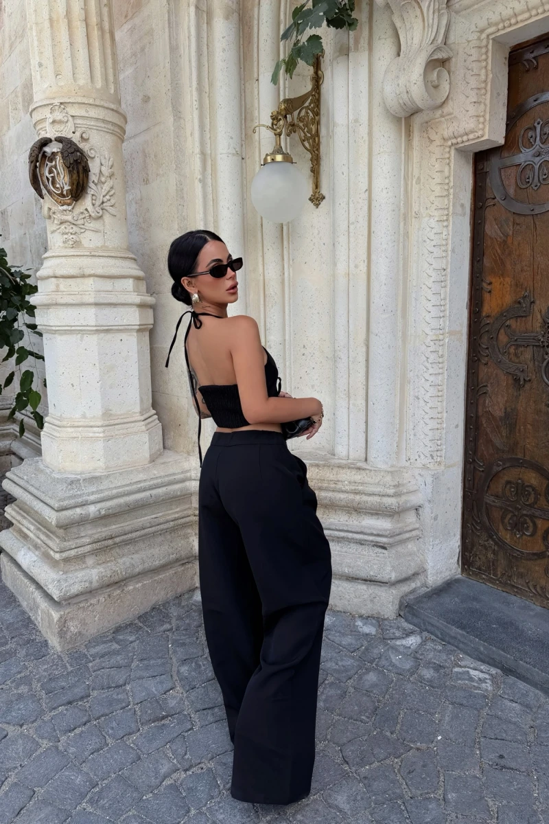 Siyah Kuşgözü Dokuma Lace Takım