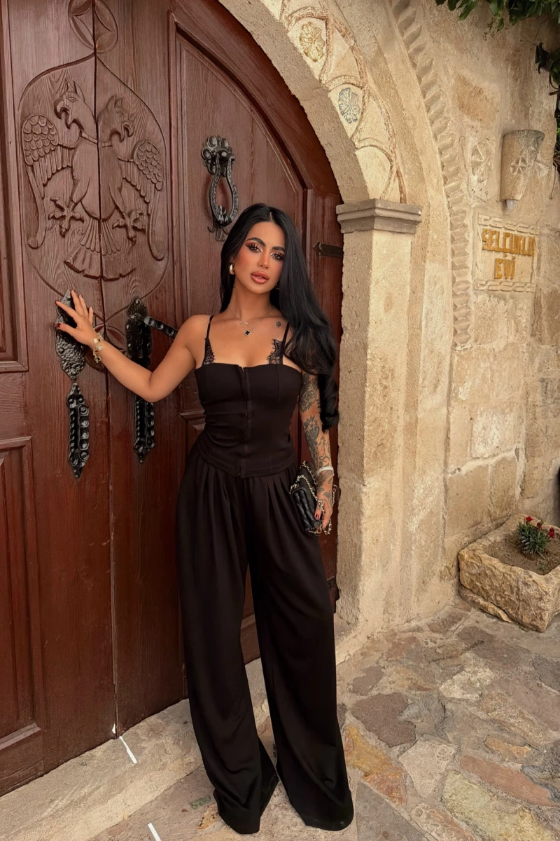 Siyah Lilly Güpürlü Modal Takım