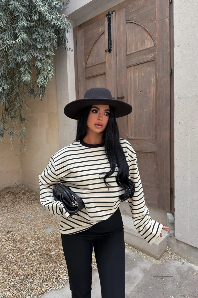 Siyah Line Oversize Sweatshirt