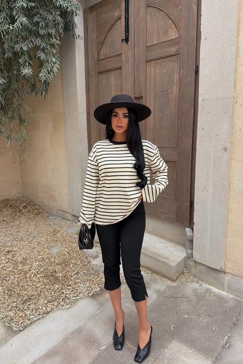 Siyah Line Oversize Sweatshirt