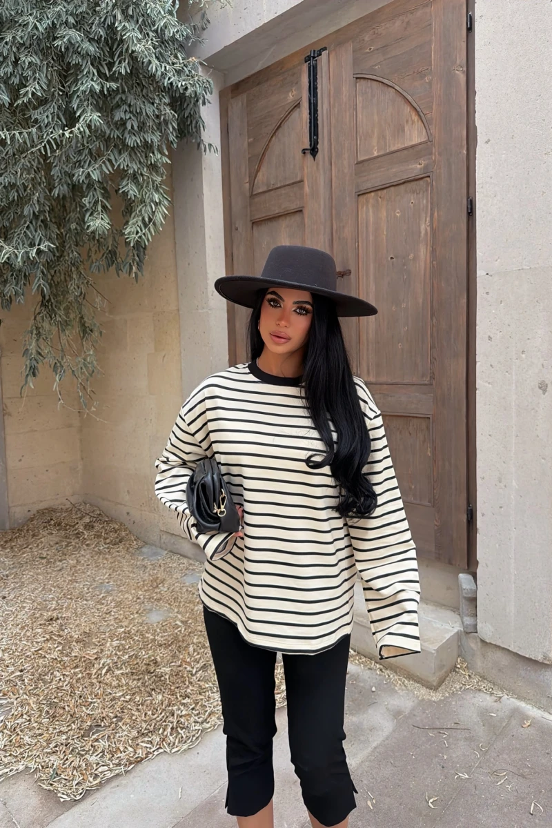 Siyah Line Oversize Sweatshirt