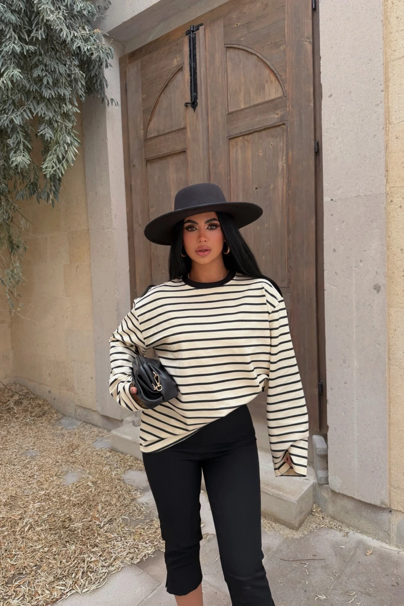 Siyah Line Oversize Sweatshirt
