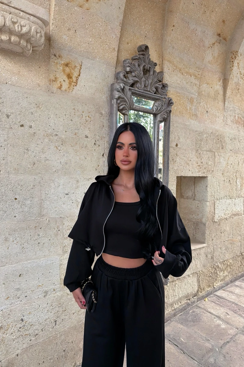 Siyah Mood Üçlü Eşofman Takım