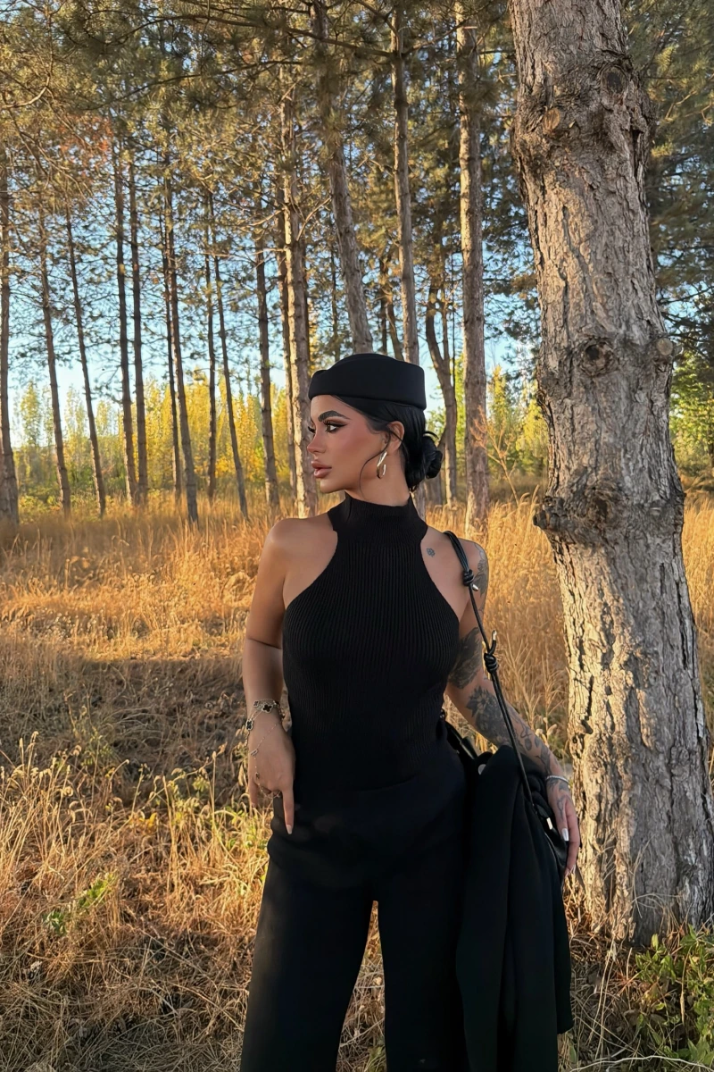 Siyah Rova Üçlü Triko Takım