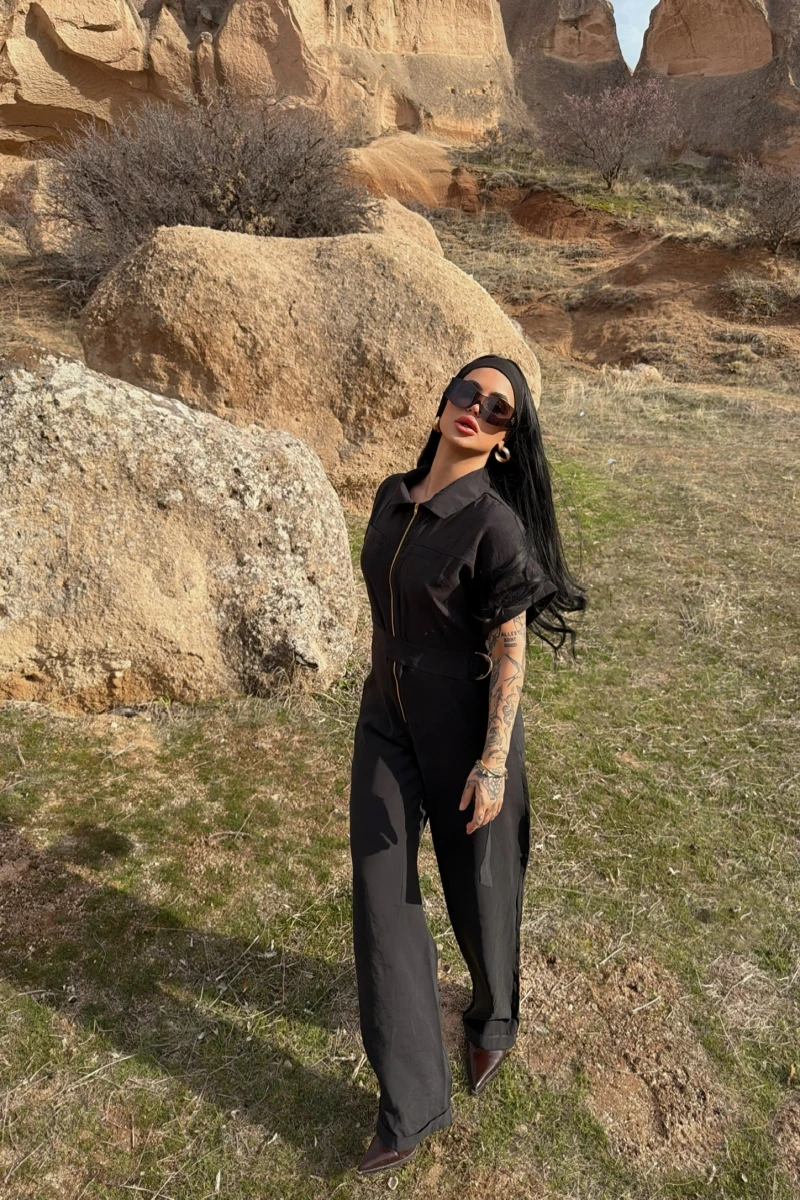 Siyah Safari Kemerli Tulum