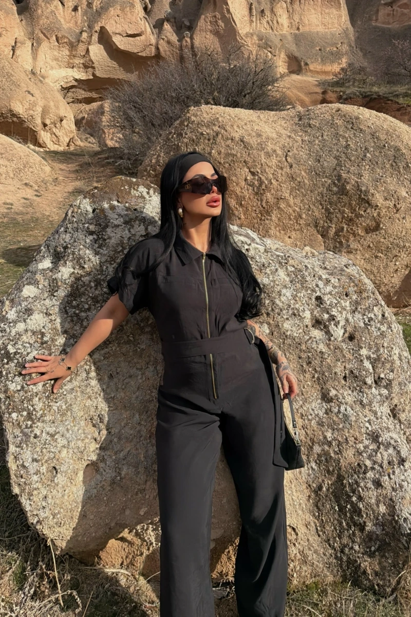 Siyah Safari Kemerli Tulum