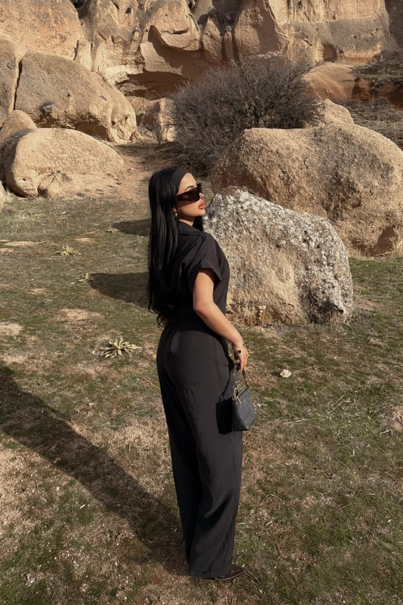 Siyah Safari Kemerli Tulum