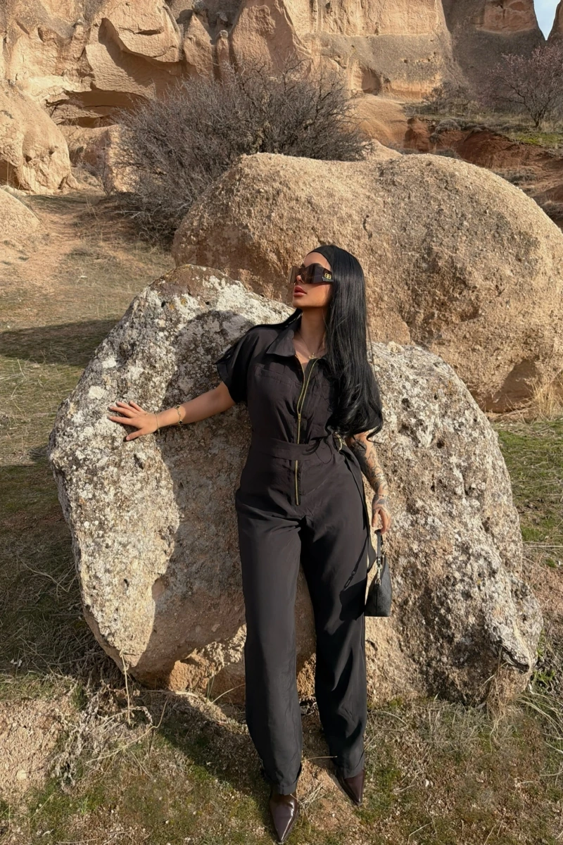 Siyah Safari Kemerli Tulum