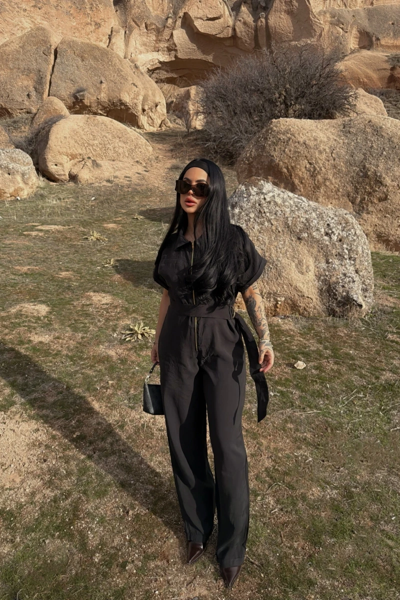 Siyah Safari Kemerli Tulum