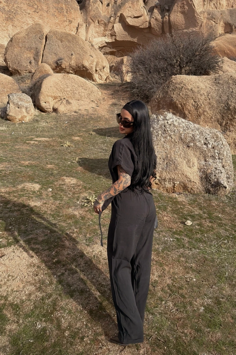 Siyah Safari Kemerli Tulum