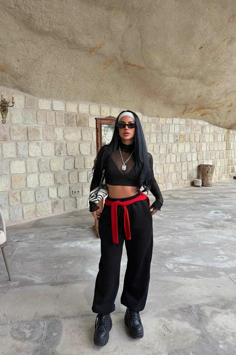 Siyah Soft Baggy Eşofman Altı