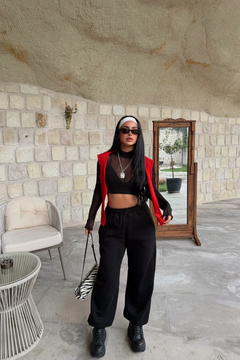 Siyah Soft Baggy Eşofman Altı