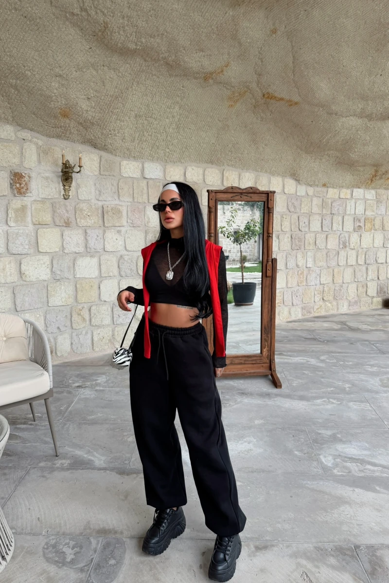 Siyah Soft Baggy Eşofman Altı