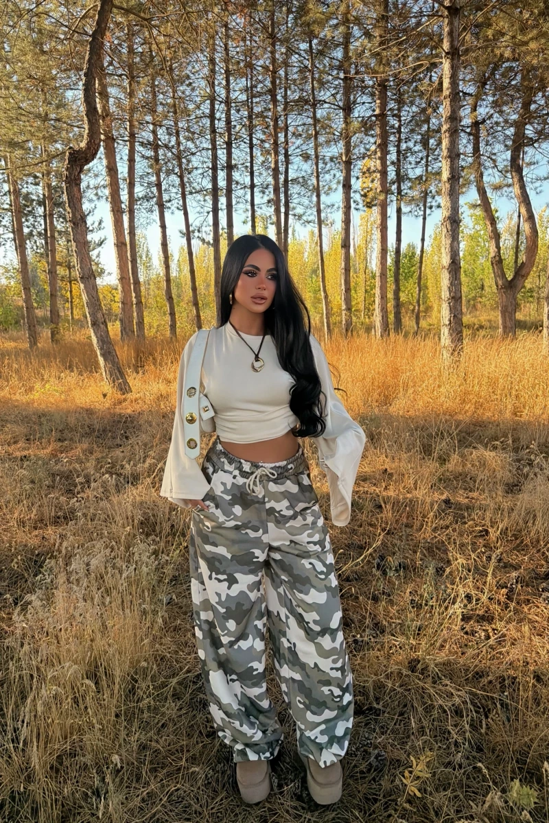 Stoperli Kamuflaj Eşofman Altı