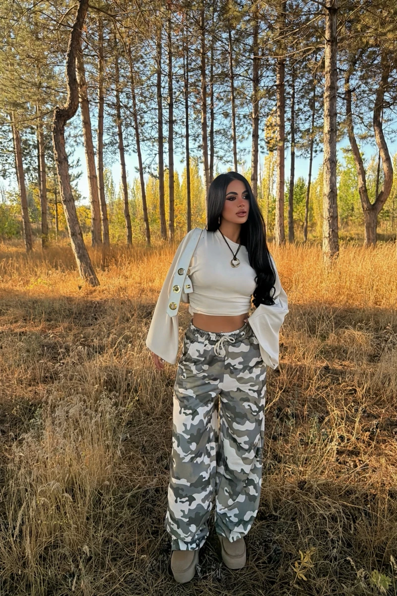 Stoperli Kamuflaj Eşofman Altı