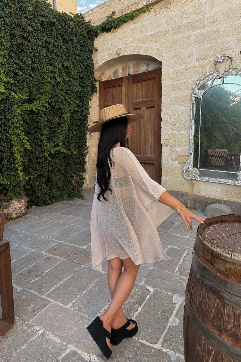 Taş Oversize Batwing Triko Panço