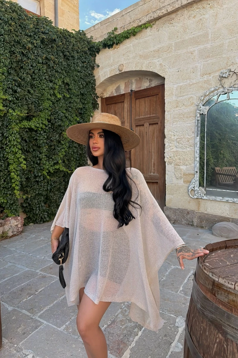 Taş Oversize Batwing Triko Panço