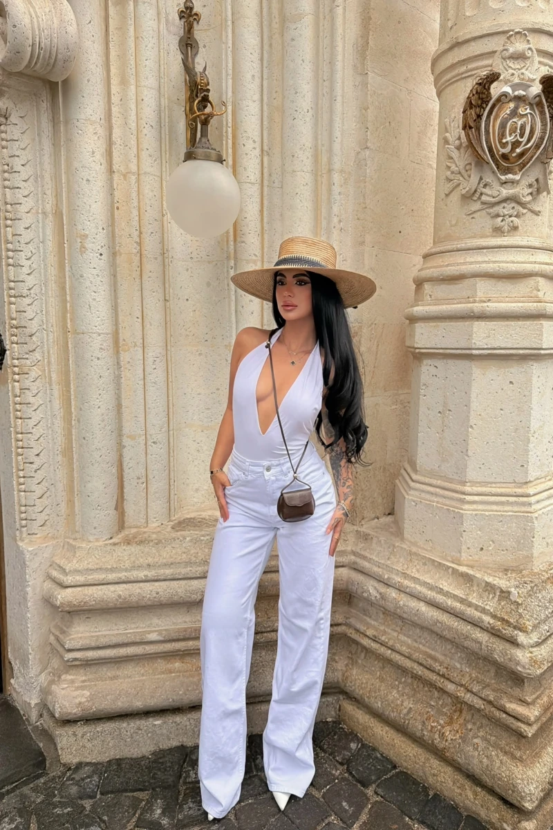 White Wide Leg Palazzo Jean