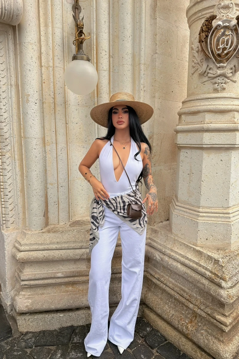 White Wide Leg Palazzo Jean