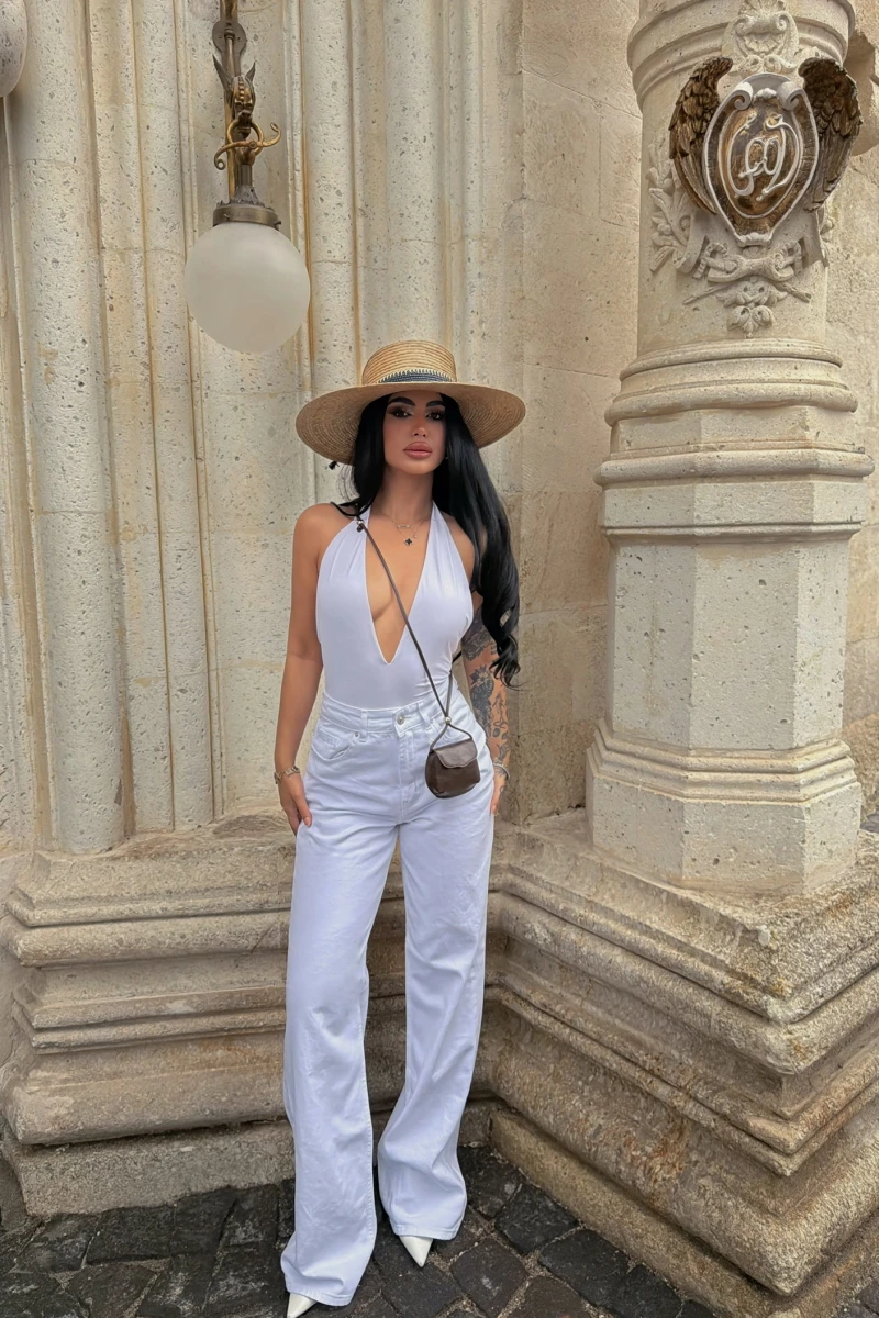 White Wide Leg Palazzo Jean