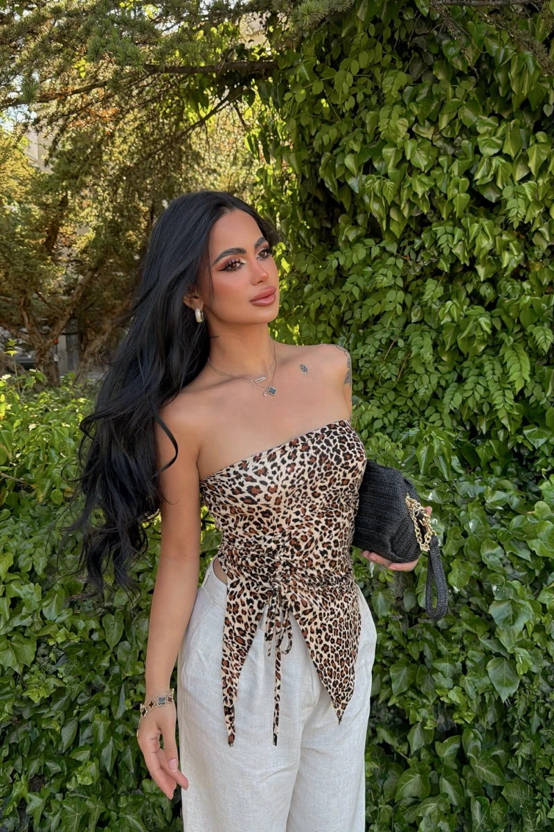 Yan Büzgülü Leopar Crop