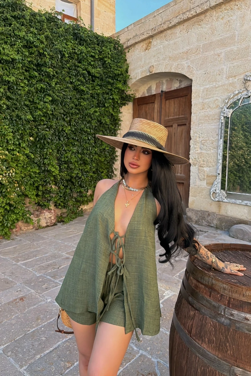 Yeşil Linen İkili Takım
