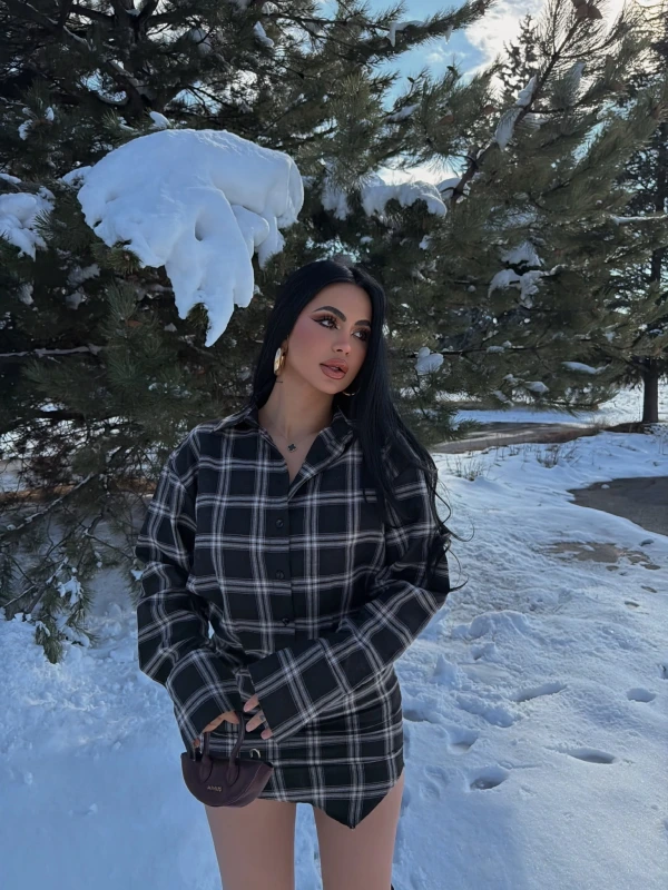 Ekose Gömlek Elbise