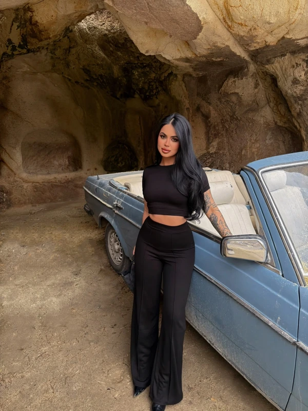 Siyah Şeritli Modal İkili Takım