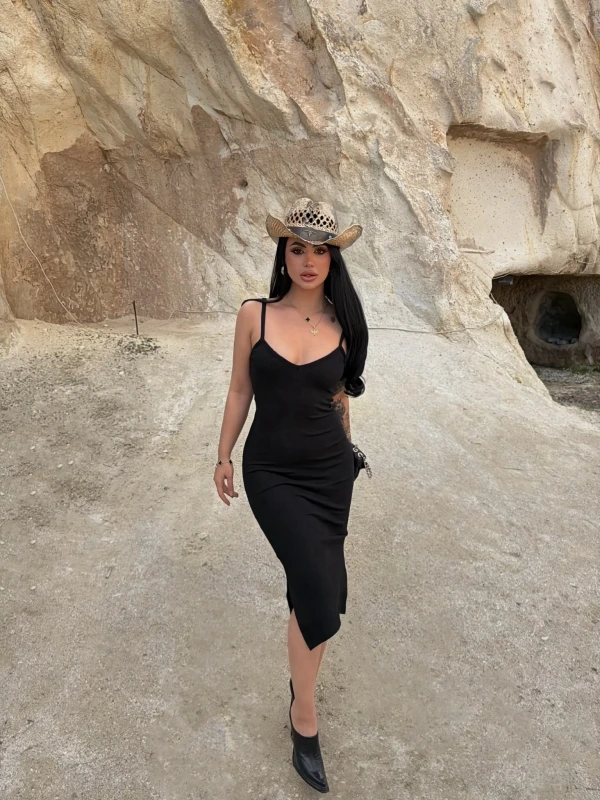 Askılı Midiboy Kaşkorse Elbise