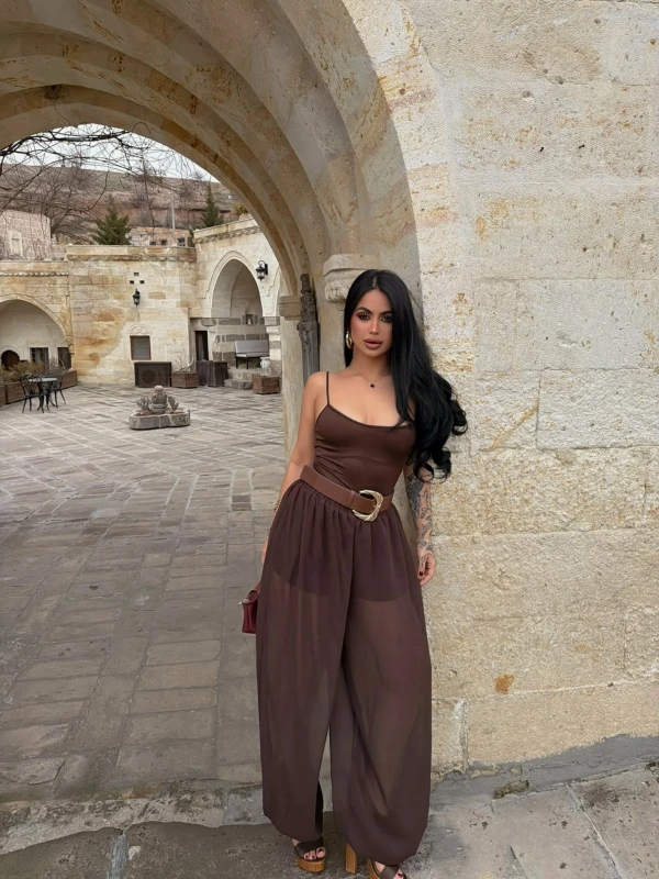 Kahve İçi Astarlı Şalvar Pantolon