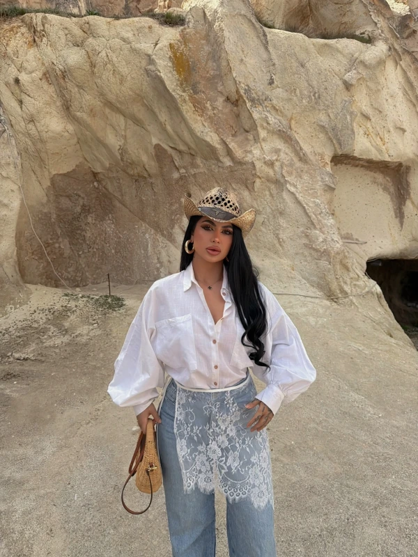 Beyaz Güpürlü Pareo Etek